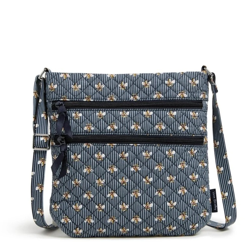 Vera Bradley Bees Navy Triple Zip Hipster NWOT